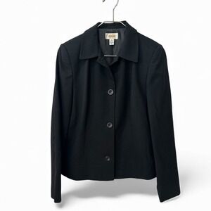 Talbots size 4 black VINTAGE Wool Blend Blazer Jacket Women Button Front Career